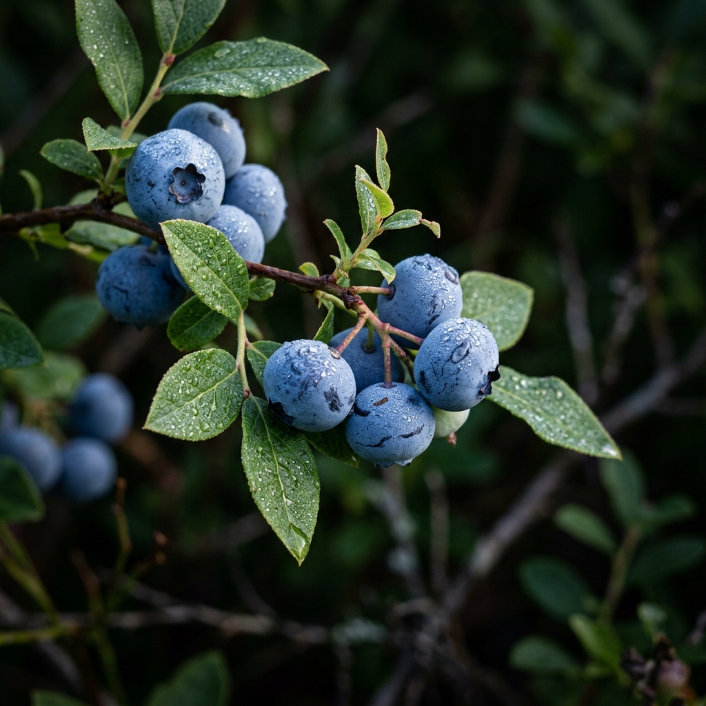 Dojrzałe borówki na krzewie